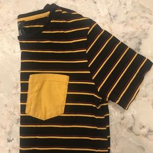 Rasta Striped T-Shirt with Yellow Pocket